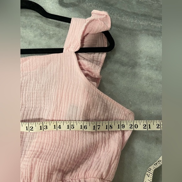 Vero Moda Size L Soft Pink Cotton Gauze Open Back Ruffle Sleeve Tank Top - Picture 8 of 11